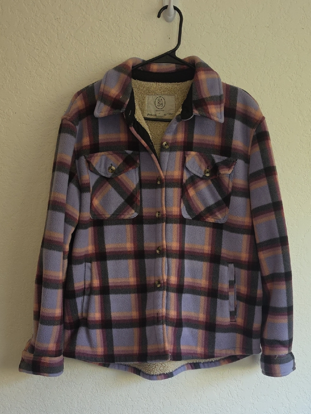 SA-GECollective Sherpa-Lined Jacket in Cream and Lavender